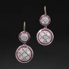 Vintage 1930s Platinum & 14k Gold Ruby & Diamond Deco Drop Earring