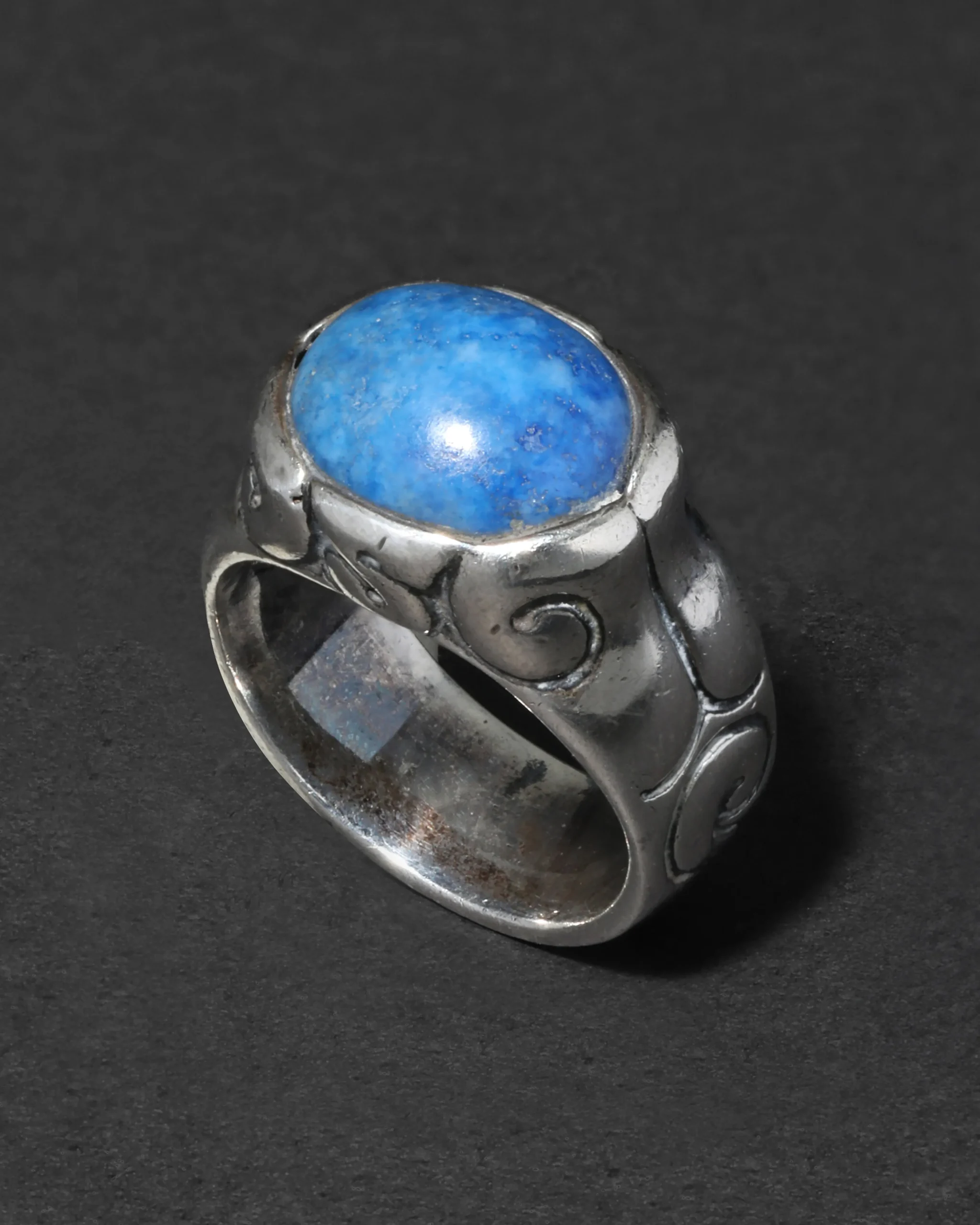 Vintage 1950s Sterling Silver & Sodalite Handmade Ring