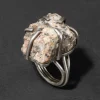 Vintage 1970s Sterling Silver & Astrophylite Handmade Brutalist Ring