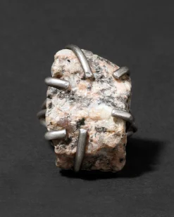 Vintage 1970s Sterling Silver & Astrophylite Handmade Brutalist Ring